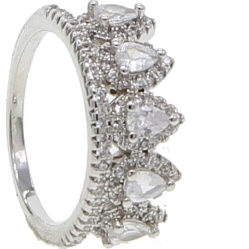 AAA drop zirconia Princess Crown Rings for Wome Micro Pave Setting Engagement Wedding Rings Female Anel Accessories