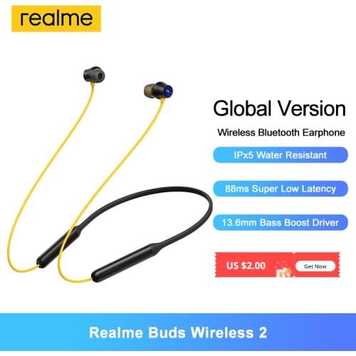 Realme Buds Wireless 2 2 Neo Wireless Headphone Active Noise Cancellation Bass Boost Driver IPX5 Gaming Music Sports Earphones