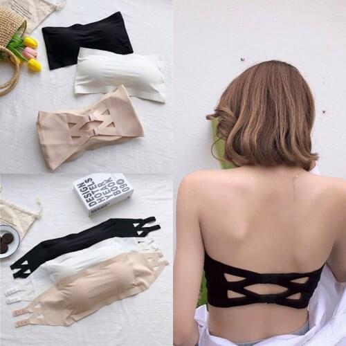 Seamless Strapless Bra Women Tube Top Sexy Lingerie Brassiere Invisible Bra Bandeau Top Beauty Back Hollow Ladies Wrap Top