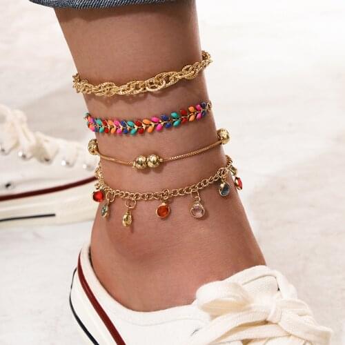 Brand New Vintage Bohemian Gold Color Chain Anklets Women Girls Key Heart Butterfly Leg Ankle Anklet Bracelet Beach Jewelry 2021