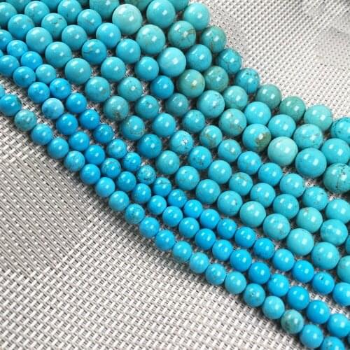 Natural Stone Beads Round Gem blue turquoise loose Spacer Exquisite beaded for Jewelry Making DIY Necklace Bracelet Accessories