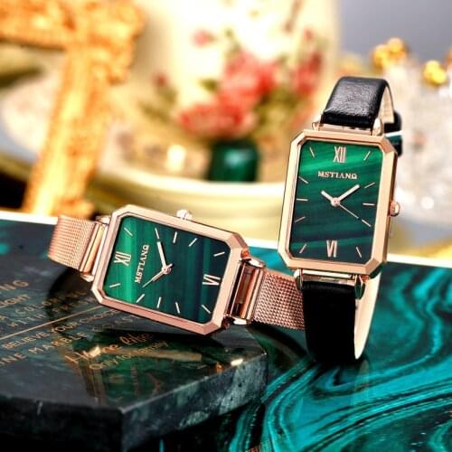 Green Watch for Womens Light Luxury Watch Female Simple Temperament Square Plate Luxury Accessories Lover Valentines Day Gift