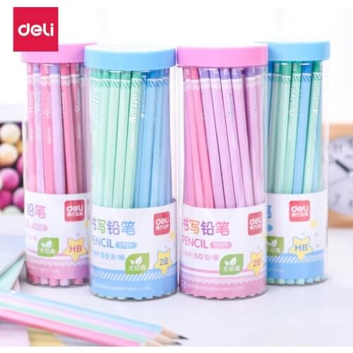 Deli S929 natural wood HB 2B pencil eco-friendly hexagonal pencil child bottled primary school students writing standard pencil