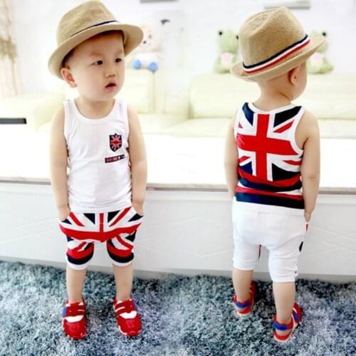 Children Boys Clothes Sets Kids Boy Clothing Set Sleeveless White Shirt+Pants Boys Sports Sweatshirt Fashion Summer Cute Wear