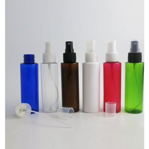 24 x 100ml Travel Portable Refillable Lotion Cream Plastic Bottle with Plastic Mist Sprayer Square Shoulder Cosmetic Bottles