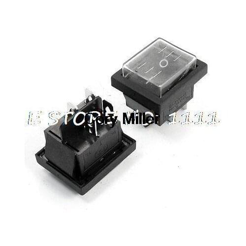 DPST 2Position Black Button Waterproof Rocker Switch AC 250V/6A 10A/125V