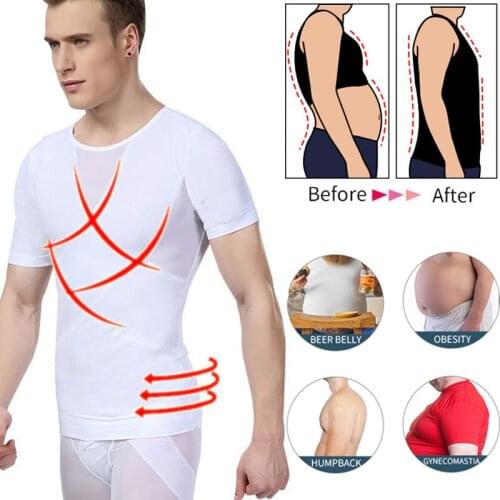 IYUNYI Men Shapers T-shirt Lose Weight Slimming Tops Belly Abdomen Slimming Posture Corrector T Shirt Waist Trainer Shapewear
