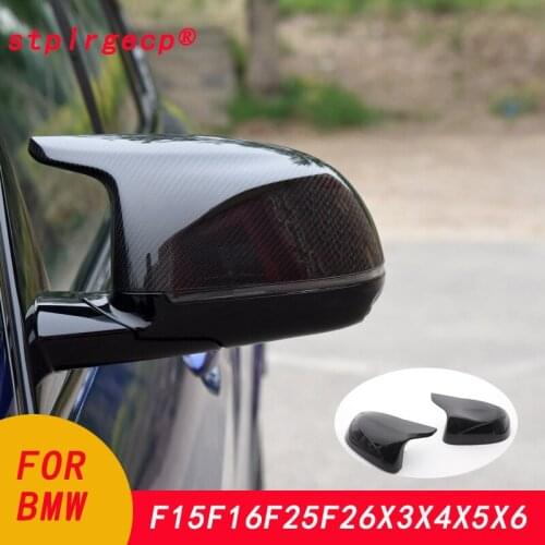 Carbon Fiber Pattern & Glossy Black Side Mirror Cover Cap Replacement for For x5 F15 x6 F16 x3 F25 x4 F26 2014-2018 accessories