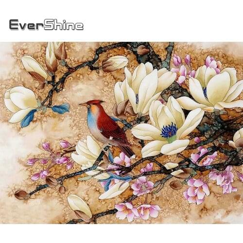 Evershine Diamond Mosaic Bird DIY Picture Of Rhinestone Flower Diamond Painting Full Square Round Embroidery Holiday Gifts