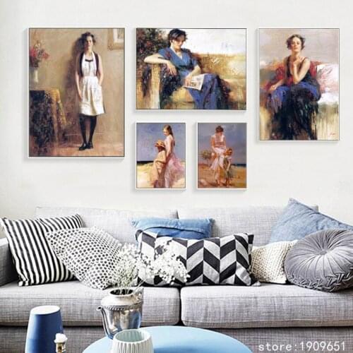 No frame impression figures coffe beauty woman canvas printings oil painting printed on cotton home wall art decoration picture