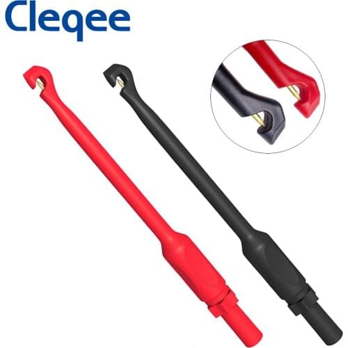 Cleqee 2PCS 32A Automotive Piercing Clip Puncture Test Hook Power Probe with 4mm Jack for Multimeter Test Lead Kit P30036