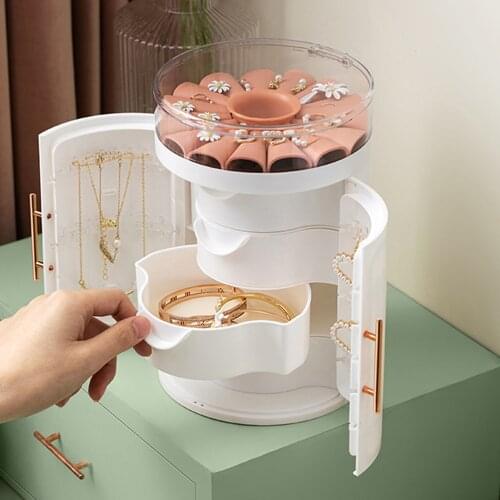 Jewelry Storage Box Earring Bracelet Necklace Organize Double Door Partition Multi Layer Jewelry Plastic Box Festival Gift Box