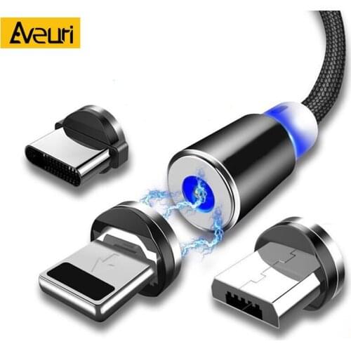 Magnetic USB Cable For iPhone 11 Pro Max Fast Charging USB Type C Cable Charger Data Charge Micro USB Cable Mobile Phone Cable