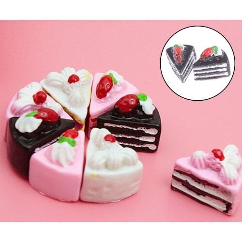 10/2PCS Cute Kawaii Flat Back DIY Miniature Artificial Fake Food Cake Resin Cabochon Decorative Craft Play Doll House Toy