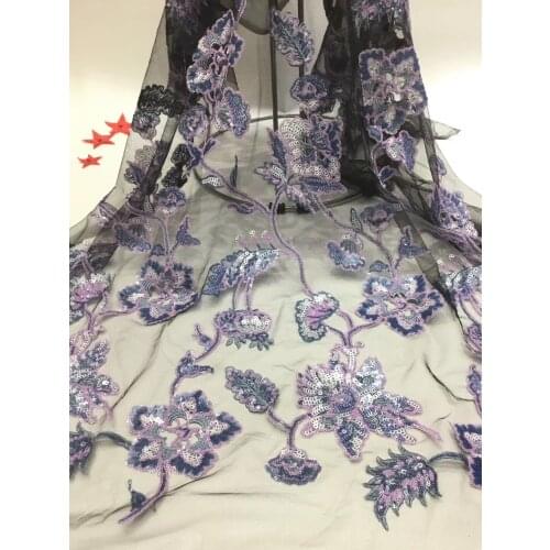 Multicolor Sequin Fabric 2020 Popular Tulle Purple Lace Fabric New Arrival Evening Party Dress African Lace Fabric T3310