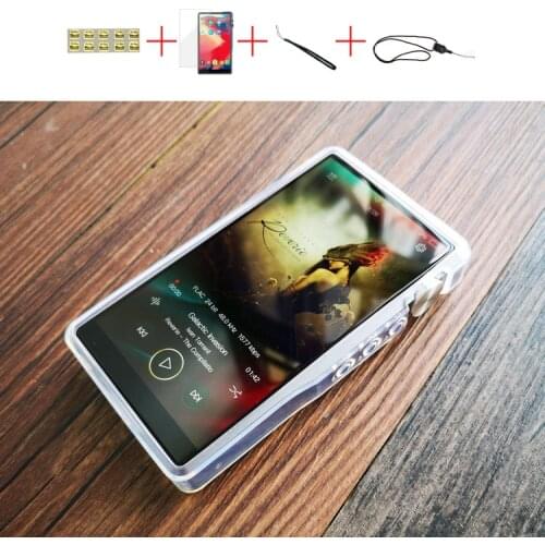 Soft Cover Crystal TPU Clear Case for iBasso DX220 With Front and Back Screen Protector Tempered Glass
