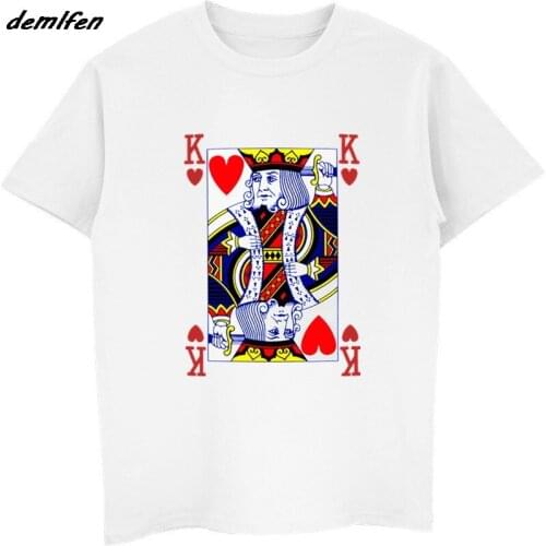 New Summer Style Novelty Hip Hop Rock T-Shirts Men King Of Hearts T-Shirt. Playing Cards Poker Blackjack Cool Tees