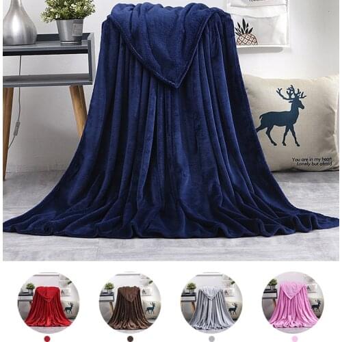 Coral Fleece Blankets for Beds Solid Color Flannel Bedspread Super Soft Throw Blanket Warm Winter Bed Covers Home Decoration