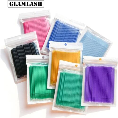 GLAMLASH 100pcs/lot Durable Disposable micro applicators Eyelash Extension Removing Swab Micro Brush Lash Removing Tools