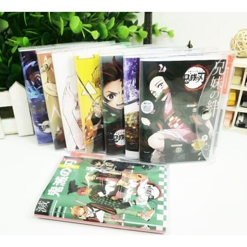 Anime Demon Slayer Small Portable Notebook With Pen Clip Plastic Case Notebook Mini Notepad Anime Theme Writing Journal