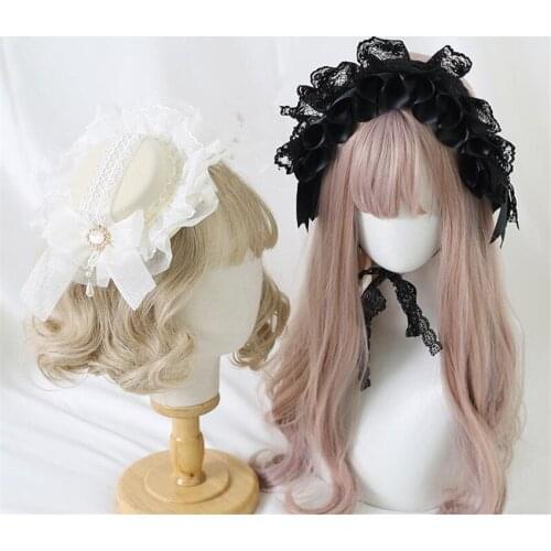 Miss FUlla Lolita Maid Hairpin Lace Bowknot Headband KC Cosplay Girl Side Clip Hair Accessories B1754