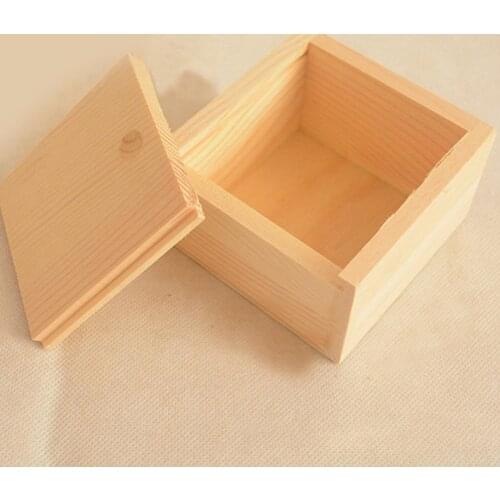 Vintage Simple Square Plain Wooden Necklace Jewelry Small Gadgets Storage Box Case Organizer Craft Jewelry Case High Quality
