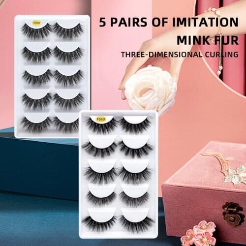5 pairs Fake Mink Eyelashes 3D Natural False Eyelashes Cross Dense Handmade Lashes Soft Eyelash Extension Makeup