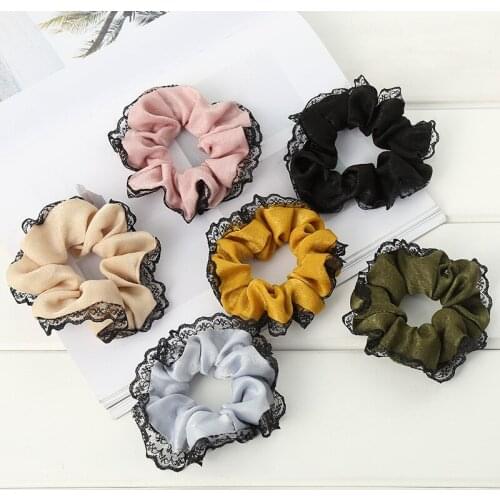 New arrival Fashion women lovely Fabric lace Hair band cute hair Scrunchies girls Hair Tie Accessories Ponytail Holder