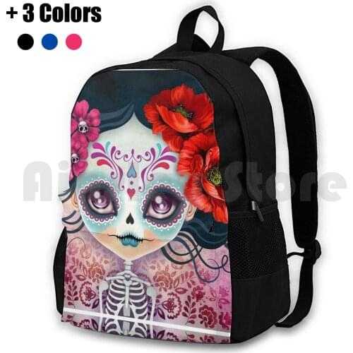 Amelia Calavera-Sugar Skull Outdoor Hiking Backpack Riding Climbing Sports Bag Autumn November Bohemian Bones Calavera Day Of