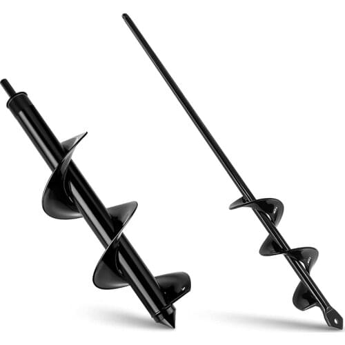 Garden Auger Spiral Drill Bit 3X12 Inch & 1.6X16.5 Inch, Auger Drill Bit, Post Hole Digger for 3/8Inch Hex Drill