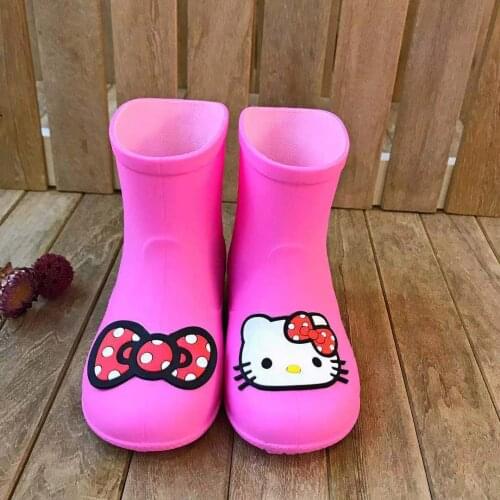 Sanrio KT baby children rain boots men and women plus velvet rain boots cartoon water shoes kids non-slip water boots