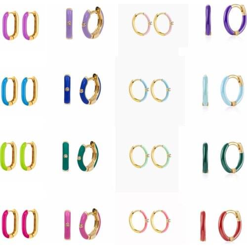 925 Sterling Silver Earrings 9 Colors Bling Zircon Hoop Earring For Woman Ladies Piercing Pendientes orecchini Fine Jewelry