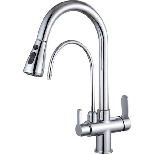 Grifos de cocina para cocina grifera de cocina con filtro de agua de tres vas, mezclador de fregadero