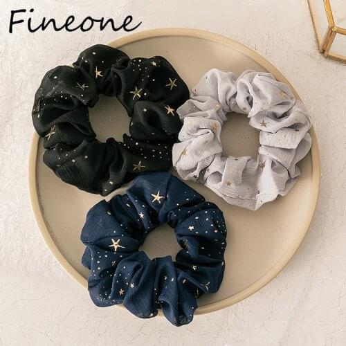 Shiny Star Chiffon Hair Scrunchies Women elastic rubber hair bands Girl Ponytail Holder Hair Ties Ropes hair accessories New