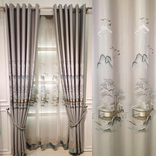 Embossed Chenille Embroidered Curtains Living Room Bedroom Ceiling Windows and Warm Air Curtains Blackout Curtains