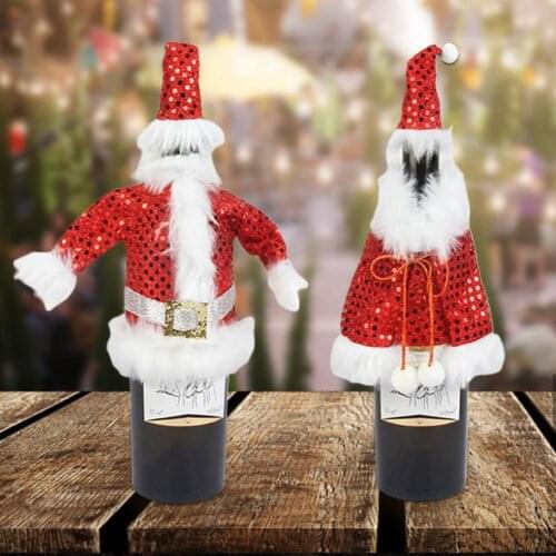 Wine Bottle Bag Eye-catching Dust-proof Fabric Xmas Festival Decorative Beer Bag Home Wine Bottle Covers Christmas Party