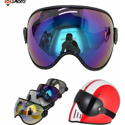 Universal Bubble Visor Lens Face Shield Mask Fit For Simpson MOTO3 Etc Vintage Retro Motorcycle Helmet Moto Casco Strap Fixation