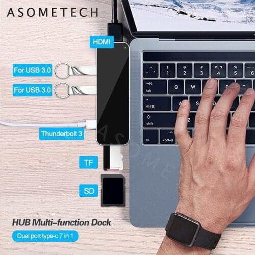 6 in 1 Type C Hub USB C to USB 3.0 Ports SD TF Card Reader Adapter for MacBook Pro Splitter Multi 6 Ports Type C USB HUB