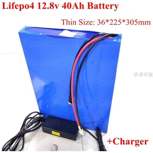Thin size 12V 40AH Lifepo4 12.8v 33Ah Lithium Iron Phosphate battery for Street Light Solar Energy Special 500w Amplifier + 6A