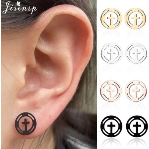 Punk Korean Earring Vintage Stainless Steel Cross Stud Earrings Women Religious Jewelry Simple Friendship Gift 2021 oorbellen