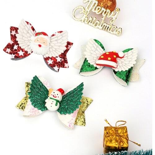 9pcs/set Cute Christmas Hair Clip Shiny Santa Claus Hairpin Baby Girl Headdress Christmas Party Decor Girl Hair Accessories