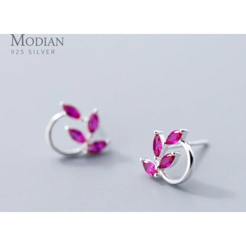 Modian 2 Colors Cubic Zirconia Stud Earrings 100% 925 Sterling Silver Fashion Rhombus CZ Earring For Women Fine Silver Jewelry