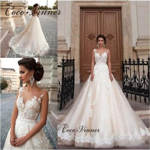 Illusion Back Pearls Beaded Belt Wedding Dress Europe New Sleeveless Custom Made Plus Size Wedding Dresses A line W0356
