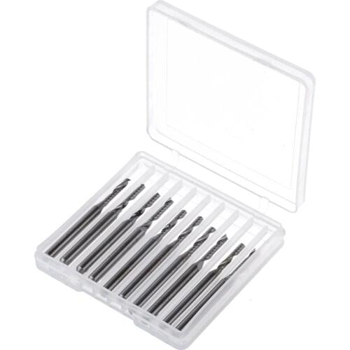 10Pcs Single Flute Spiral End Mill Solid Carbide Milling Cutter CNC Router Bit 3.175mm Shank End Mills For Wood PVC Cutting
