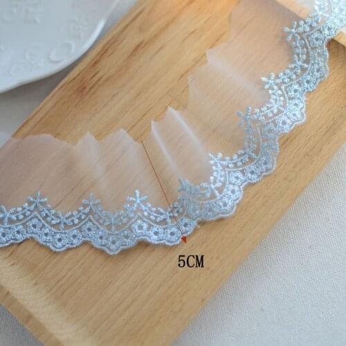 3yards Soft Mesh Embroidery Baby Pink Blue Lace Clothing Accessories Trims 4.5cm Dress Skirt Handmade Accessories Home