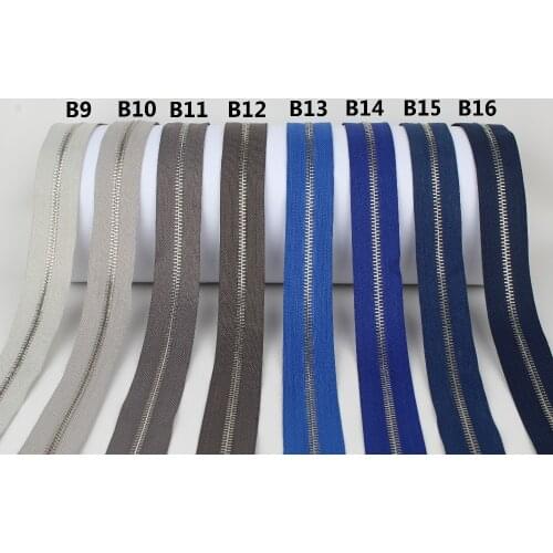 5# silver metal zipper single open-end grey dark grey blue navy blue metal zipper roll high grade free shipping