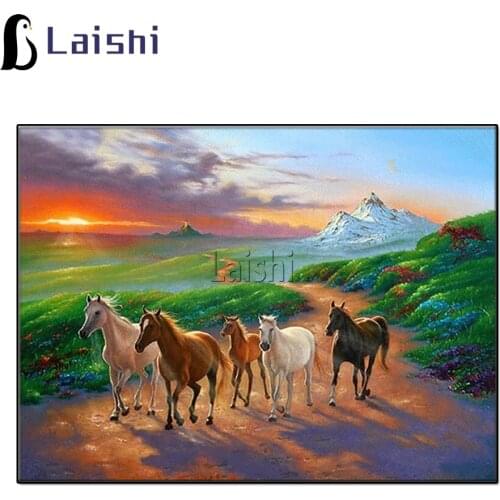 Diamond Painting A Walk In The Sunset horse Full Drill Mosaic Diamond Painting animal Cross Stitch Embroidery Home Decor Craft