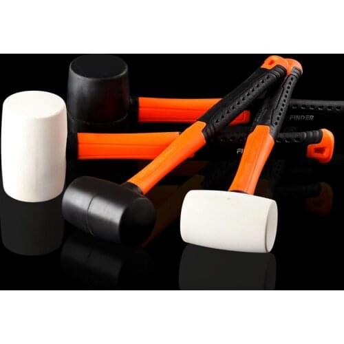 Hardware 230g Rubber Hammer Round Head Tool Hammer with Plastic Handle Floor Rubber Hammer Tile Hammer