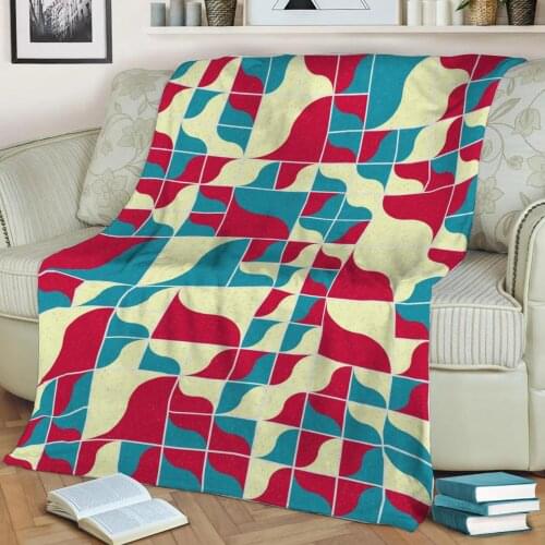 Abstract Geometric Pattern 3D Printed Velvet Plush Throw Fleece Blanket Bedspread Sherpa Blanket Home Decora