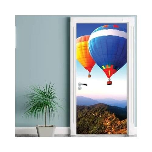 Free Shipping self adhesive Door Sticker Hot Airbaloon Photo Wallpaper mural Wall Print Decal Wall Deco Wall Mural Photo